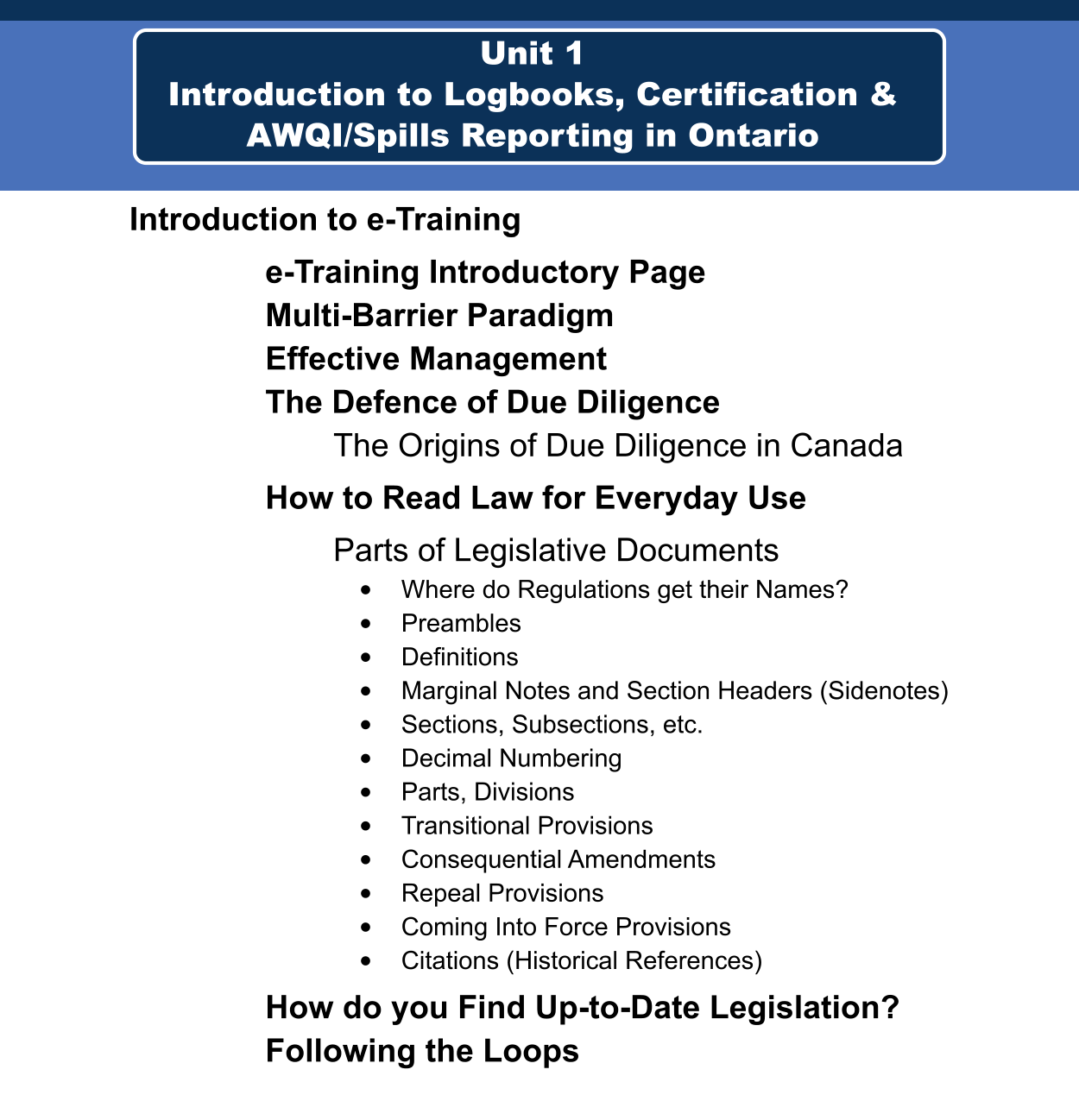 UNIT 1 - Table of Contents