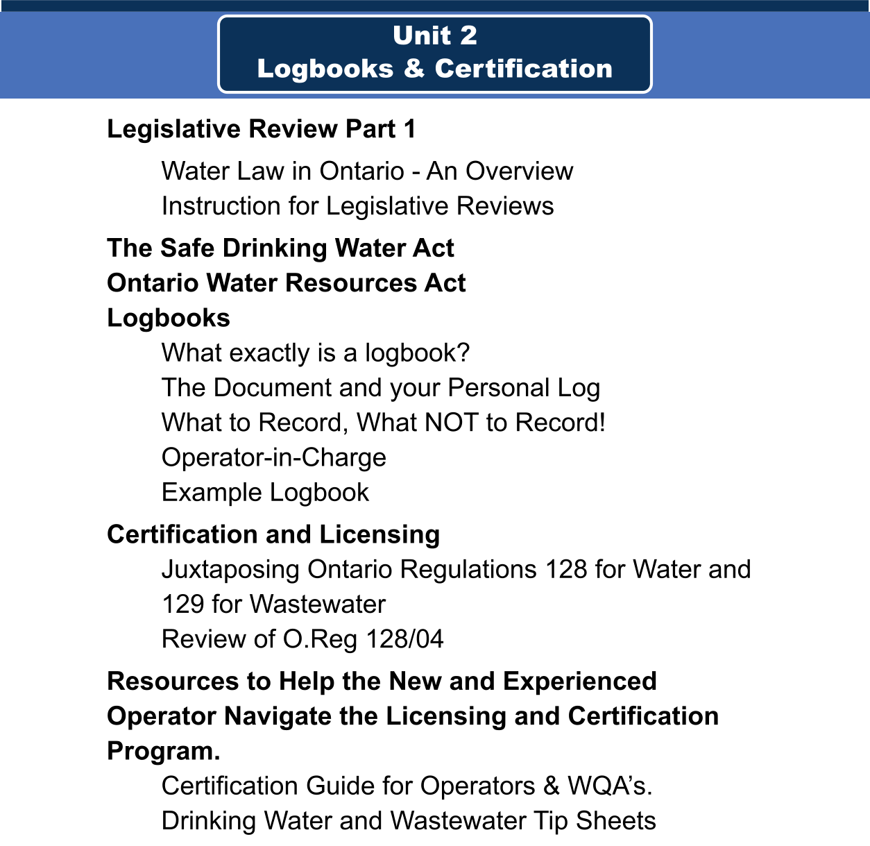 UNIT 2 - Table of Contents