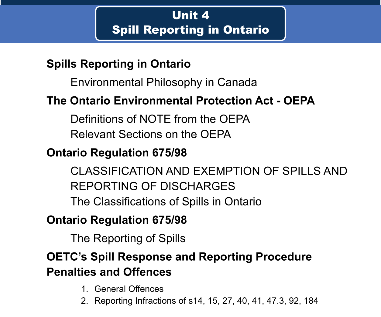 UNIT 4 - Table of Contents